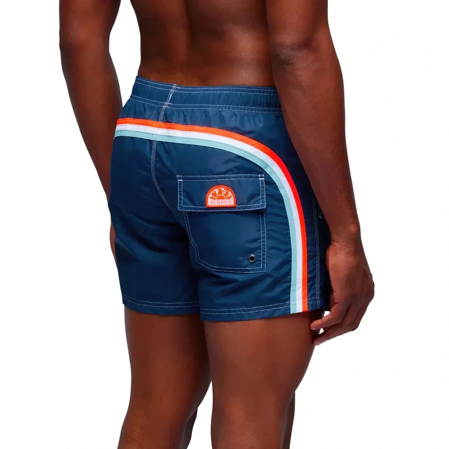 Men's Iconic Taffeta Short Swim Shorts with Elastic Waist (14")