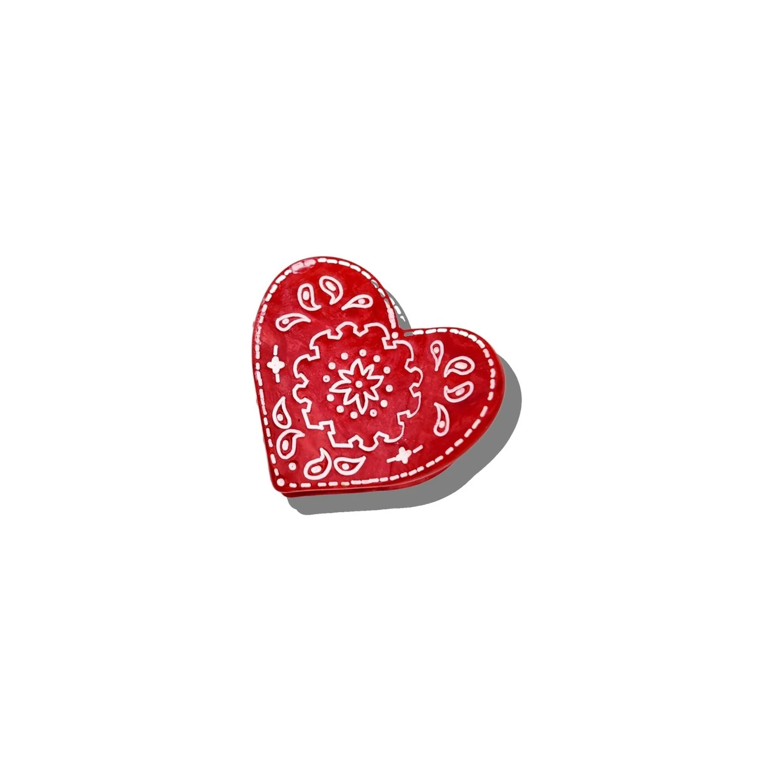 Women's Hand-Painted Paisley Mini Heart Hair Claw Clip