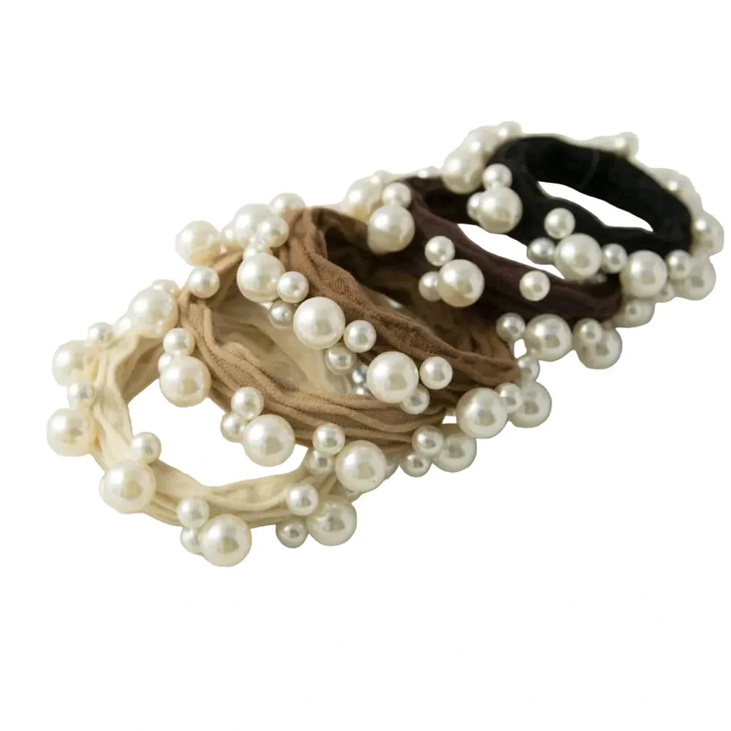 Women's Textured Seamless Pearl Hair Ties - Image 2