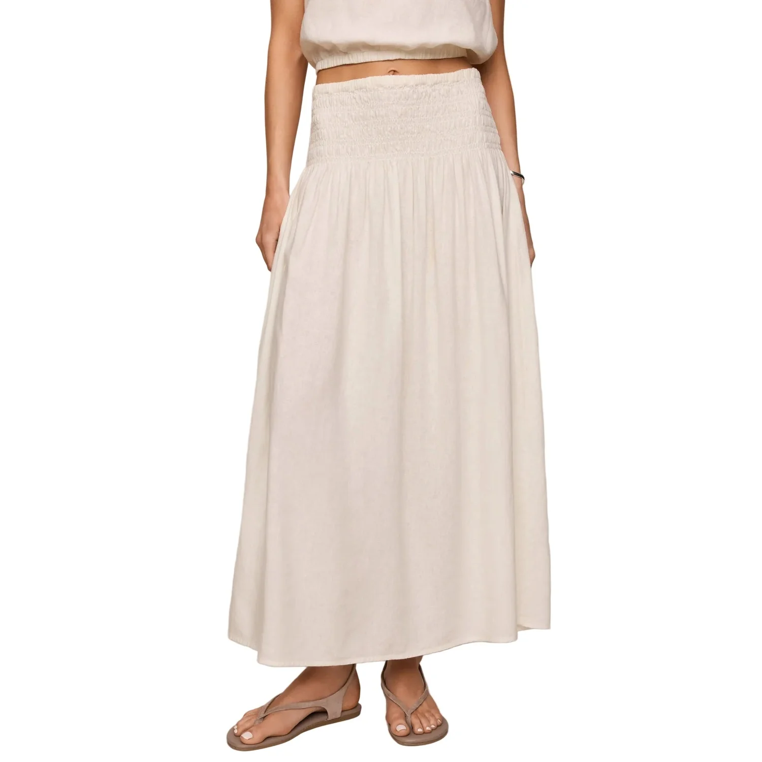 Women's Brooke Smocked Linen Maxi Skirt