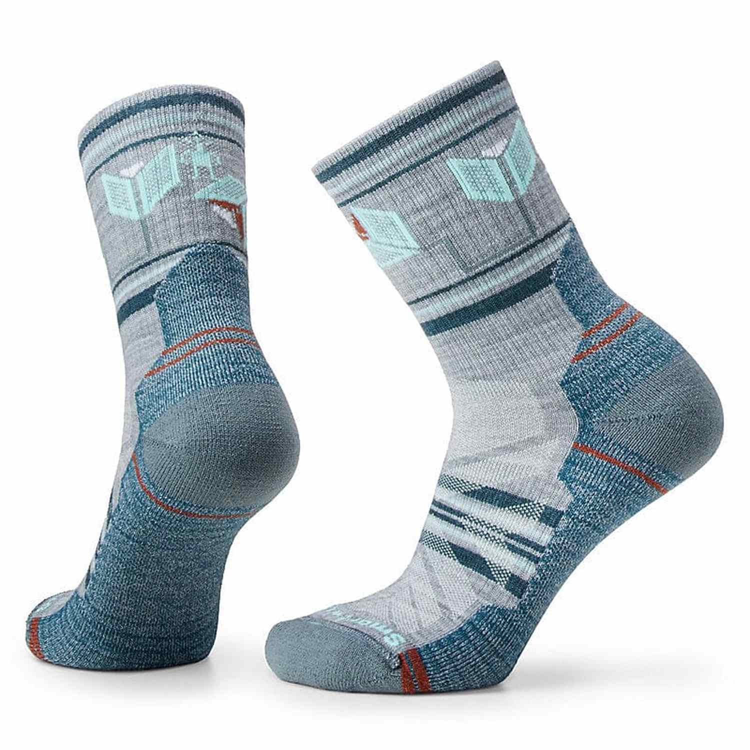 Women's Hike Light Cushion Castle Peak Pattern Mid Crew Socks
