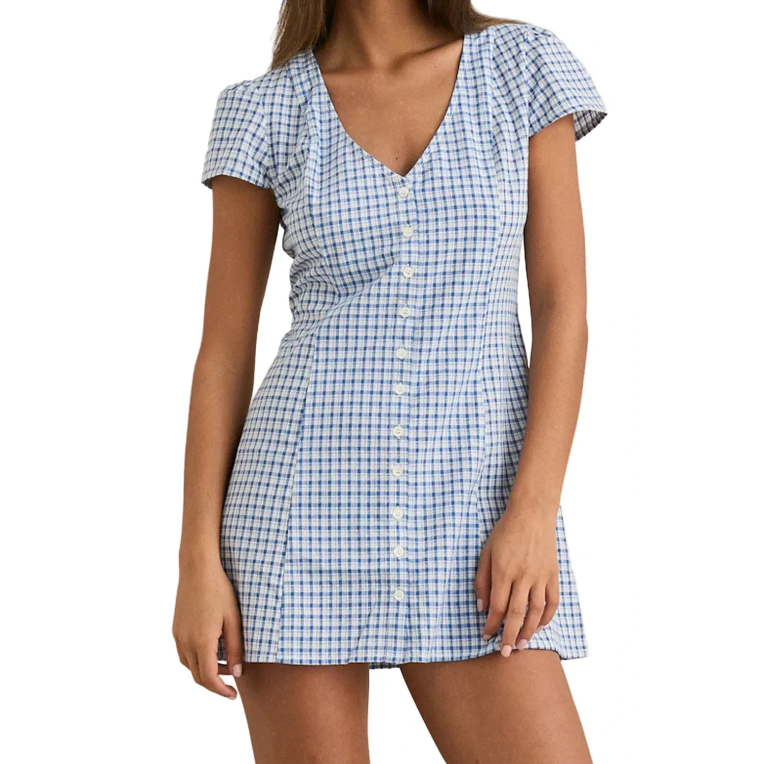 Women's Lola Check Cap Sleeve Mini Dress
