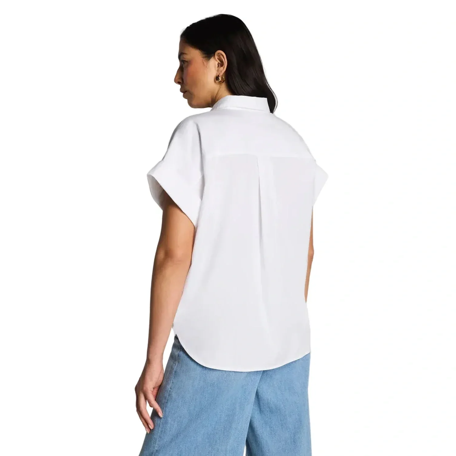 Women's Poplin Oversized Short Sleeve Shirt - Image 6