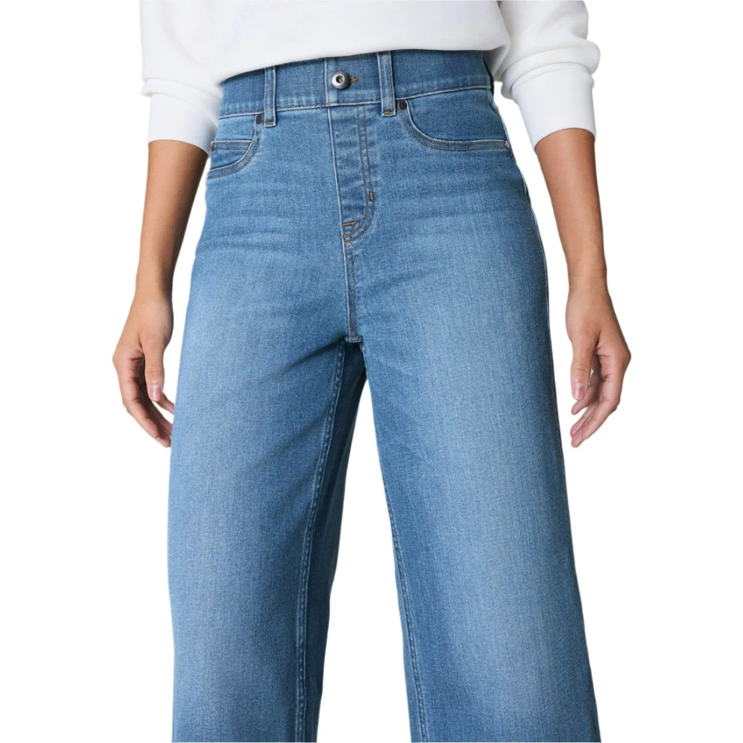 Women's Pull-On Cropped Wide Leg Jeans - Image 4